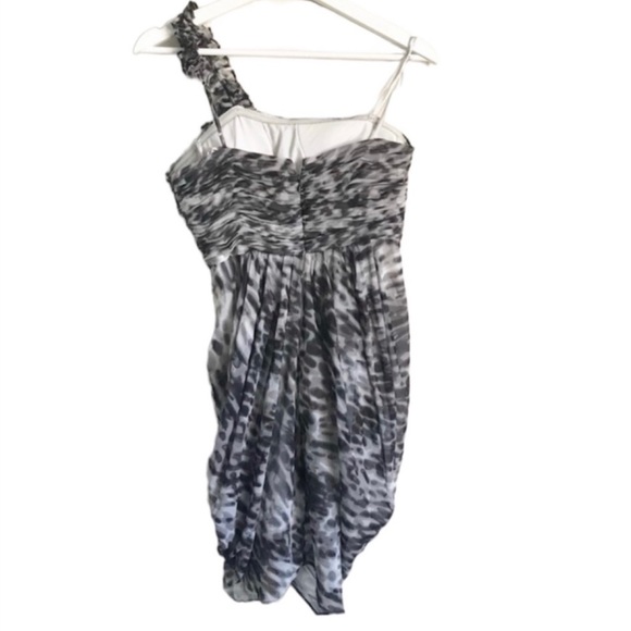 [NWOT] BCBGMAXAZRIA | animal print ruffle silk mini dress Size 4P - Picture 5 of 7